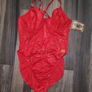 NWT Harley Davidson One Piece Swimsuit Red Underwire Unpadded Biker Motorcycle